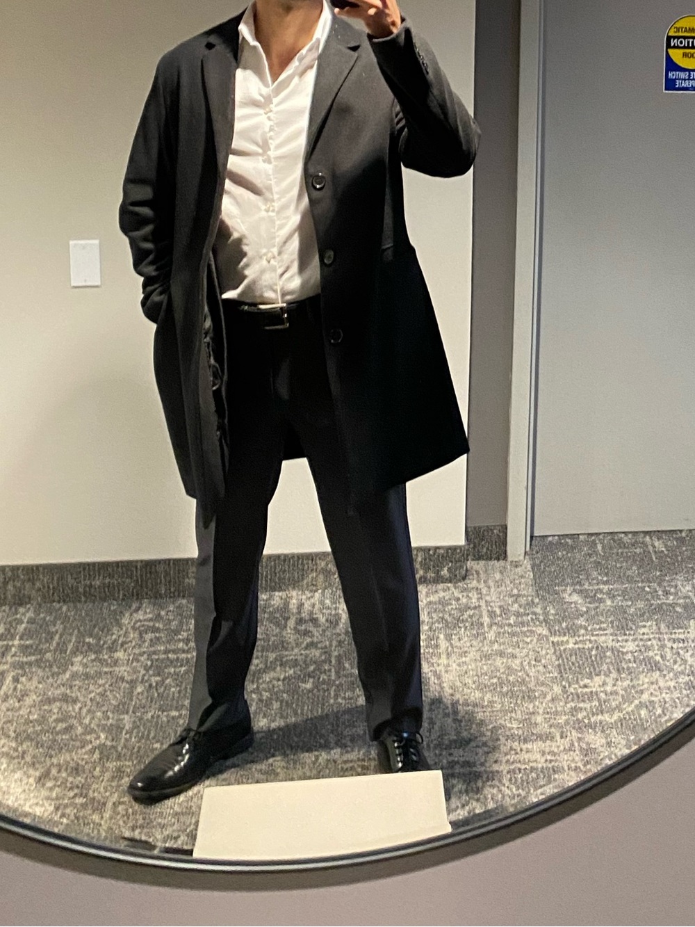 H&M Men’s Black Wool-Blend Overcoat - Size L